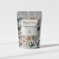 Organic Hemp Powder plant-based protein in Bloom & Brew branded foil pouch